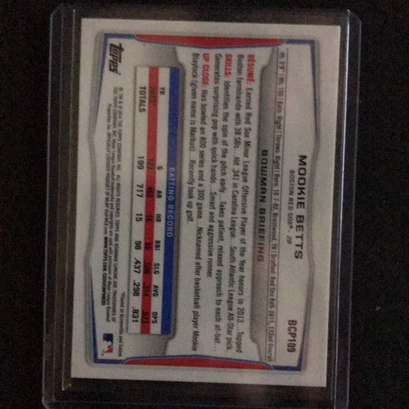 Mookie Betts Rookie TOPPS - Picture 2 of 2